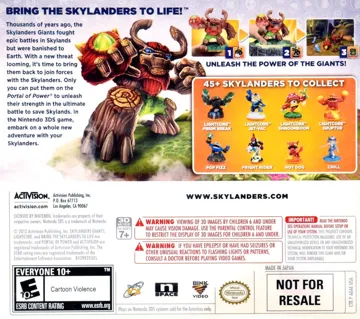 Skylanders Giants (Usa) box cover back